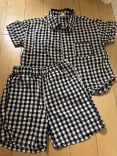Litte チェック柄 半袖シャツ・ショーツセット 120