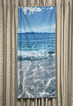 滝汗に！　【ハンドメイド・未使用】　ホットヨガマットタオル　青空　青い海