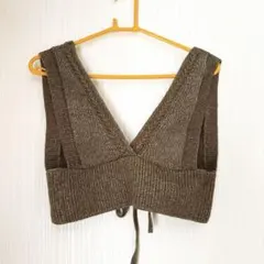 GU ブラウン Vネックニットベスト S