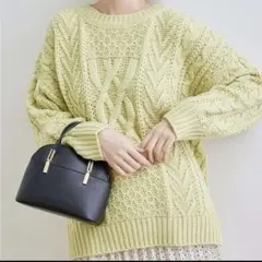 ロペピクニック　ケーブルニット　黄色