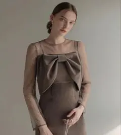 Leja 2WAYリボンビスチェドットストーンベロアワンピースドレス