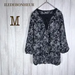 ILEDEBONHEUR 花柄プルオーバーブラウス　薄手　総柄　Mサイズ