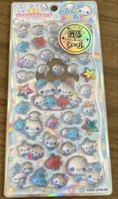 光るジュエルプチドロップ ぷくぷくあわわちゃん 正規品 ボンボンドロップシール