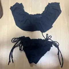 フリル オフショルダー ビキニ セパレート水着 ブラックのサムネイル