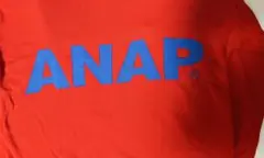 ANAP レッド ブルー ロゴ カーディガン