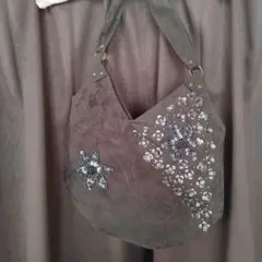 ビーズ刺繍 黒 ショルダーバッグ