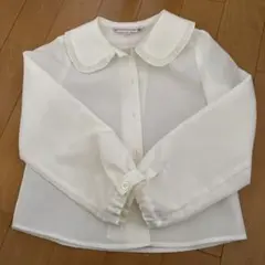 ホワイト 襟付き 長袖ブラウス