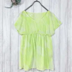 ☆インディヴィ/INDIVI (38) Vネック半袖 チュニック 美品 グリーンのサムネイル