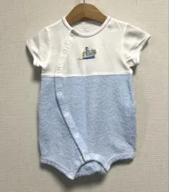 Familiar パイル生地ロンパース ホワイト×ブルー 60cm