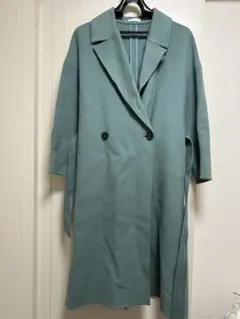 PLST ミントグリーン ダブルブレスト ロングコート