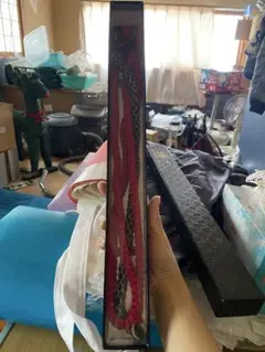 赤と黒の編み込み帯締め タッセル付き