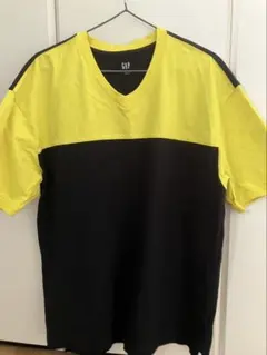 GAP VネックTシャツ L イエロー/ブラック