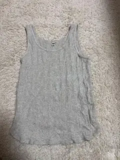 UNIQLO グレー タンクトップ Lサイズ　リブ編み
