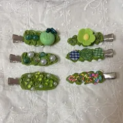 グリーン系ヘアピン6個セット