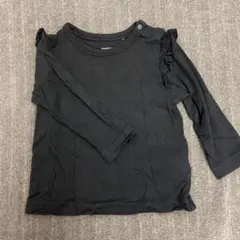 【まとめ可】西松屋　フリル付きブラック長袖Tシャツ 70〜80