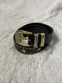 GIANNI VERSACE 本革 スタッズベルト メデューサ ブラック レザーのサムネイル