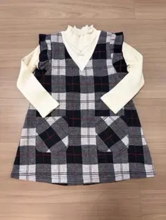 新品【クレードスコープ】チェック柄　ドッキングワンピース　100