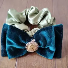 ベルベットリボン付きヘアゴム　ティンカーベル