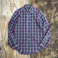 90s Ralph Lauren BDシャツ マドラスチェック VINTAGE