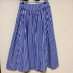 【美品】イエナ　ストライプ柄ロングフレアスカート　サイズ38（Mサイズ）のサムネイル