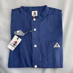 GEVACO バンドカラー　シャツ ブルー