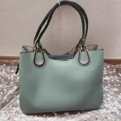 ミントグリーン ハンドバッグ 合成皮革