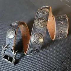 roar 本革 レザーベルト コンチョ レザーベルト レザー 革 ベルト コンチョ ウエスタン 黒