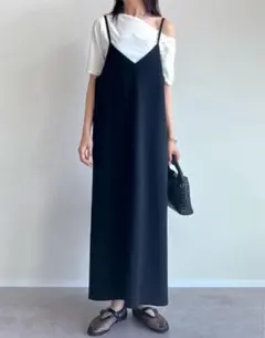 [販売枚数22万枚突破][高身長ジョーゼットポンチロングキャミワンピース