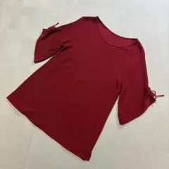 美品・早い者勝ち✨ クードシャンス 半袖ニットトップス Mサイズ レッド