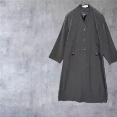 【シャモアデポ】ステンカラーコート レトロ　ロング丈 アウター　グレー 9のサムネイル