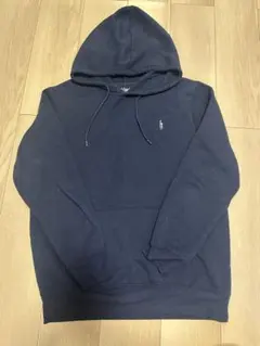 ネイビー フード付きパーカー h刺繍　スウェット　冬　秋