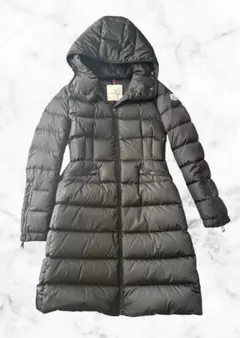 MONCLER フード付きロングダウンジャケット ブラック