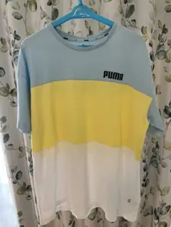 PUMA プーマ　メンズ　Tシャツ　Lサイズ 水色　白　黄色