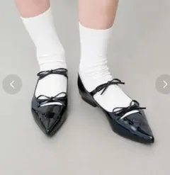 新品 ラウナレア ダブルリボンメリージェーンフラットパンプス 22.5㎝日本製のサムネイル