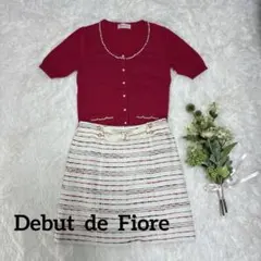 デビュードフィオレ　セットアップ　白×ルビーピンク