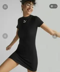 PUMA プーマ ウィメンズ CLASSICS リブ Tシャツ ドレス ブラックのサムネイル