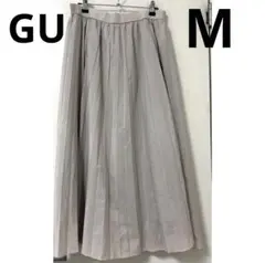 GU プリーツスカート　モカベージュ　ロング丈　ウエストゴム　軽量速乾　　M