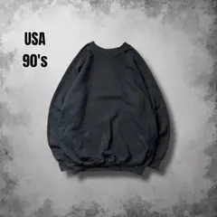 90s USA製 ヴィンテージ無地スウェット 黒 ラグラン カリフォルニア