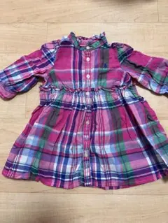 ラルフローレン　6mピンク系チェック柄ワンピース