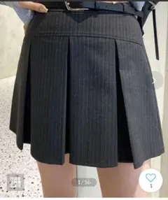 エモダ　EMODA スウィッチング　プリーツ　ベルト　スカート　グレー　M