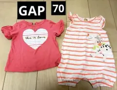 GAP 新生児 半袖 ロンパース2点セット 70 女の子　ベビー