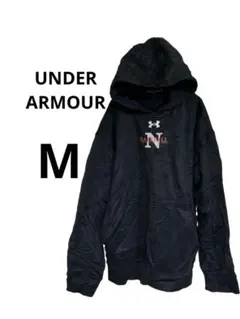 US古着✨アンダーアーマー　フード付きパーカー 黒 ベースボール　アメカジ