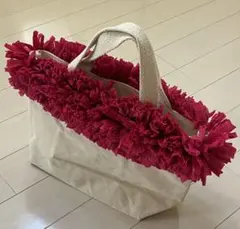 未使用Lilas Campbell ピンクフリル付きキャンパストートバッグのサムネイル