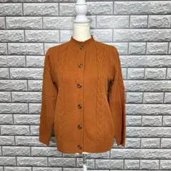 レディース ケーブル編み ニット 長袖 カーディガン セーター ブラウン 前開き