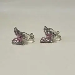 イヤリング　蝶々　ピンク　シルバーのサムネイル