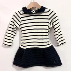 【定番】プチバトー ボーダー切替ワンピース 24m 86cm ベビー 90相当