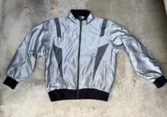 【希少】80s アディダス ヴィンテージ ナイロンジャケット シルバー 刺繍ロゴ