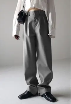 me+em select スラックスパンツ ライトグレー