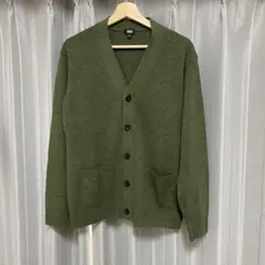 UNIQLO ラムVネックカーディガン オリーブグリーン