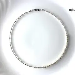 シルバーカラー　コンビビーズネックレス